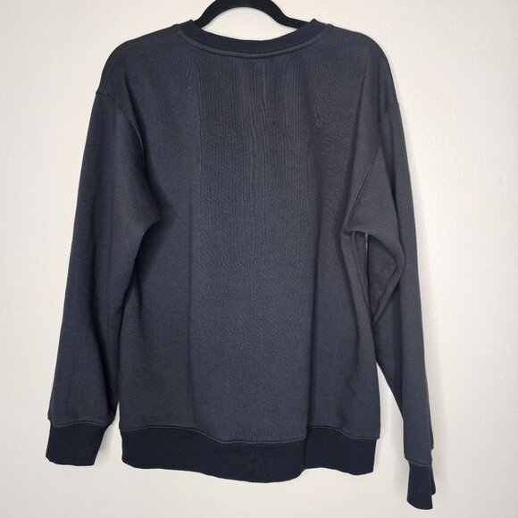 Tna Aritzia L Black Sweater Cozy Fleece Boyfriend Crew Minimalist Quiet Luxury - Picture 5 of 5